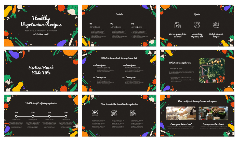 Healthy Vegetarian Recipes Google Slides PowerPoint Templates