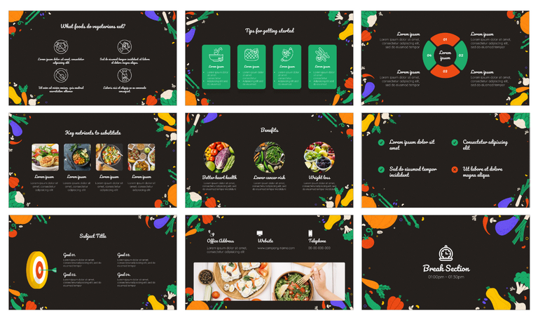 Healthy Vegetarian Recipes Google Slides PowerPoint Templates