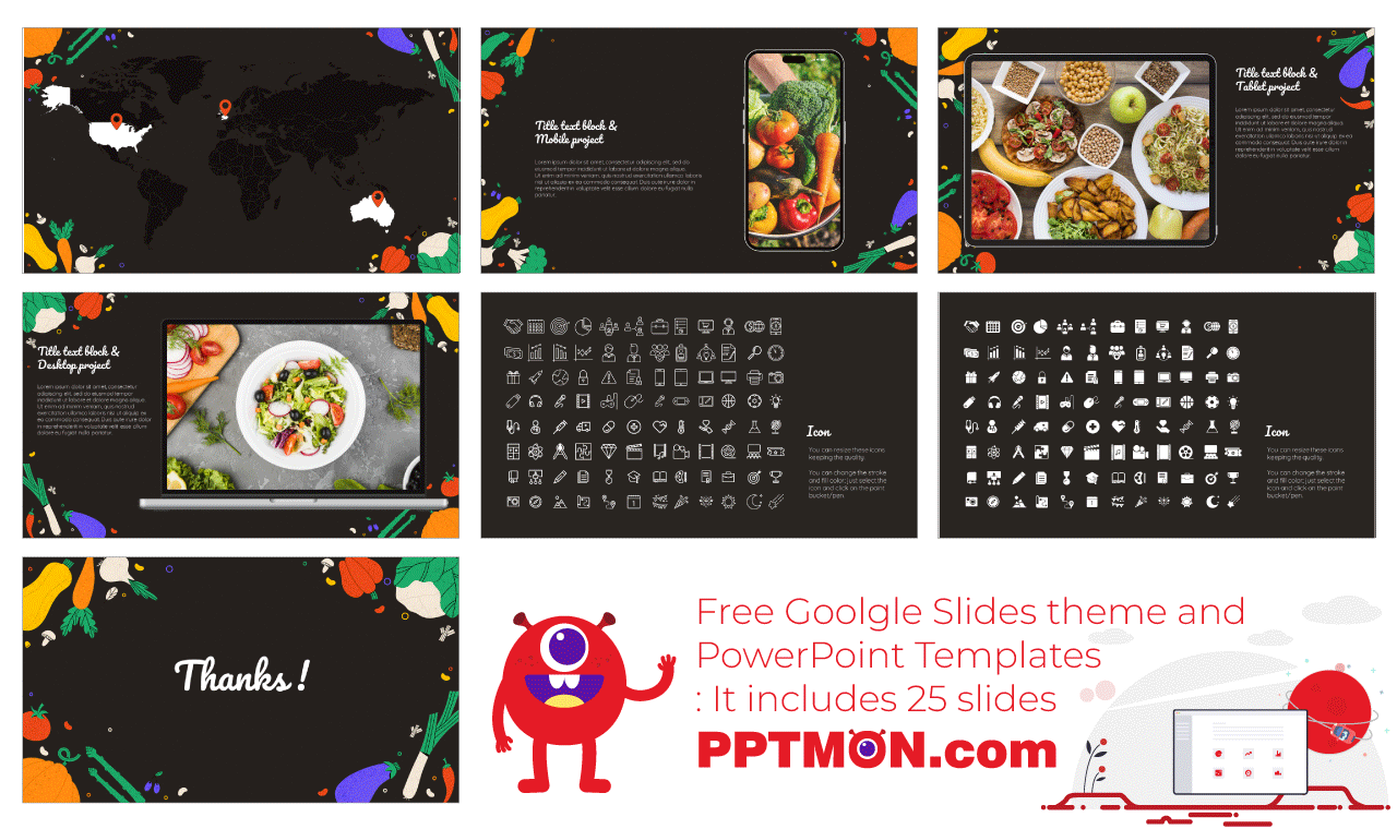 Healthy Vegetarian Recipes Google Slides PowerPoint Presentation Templates