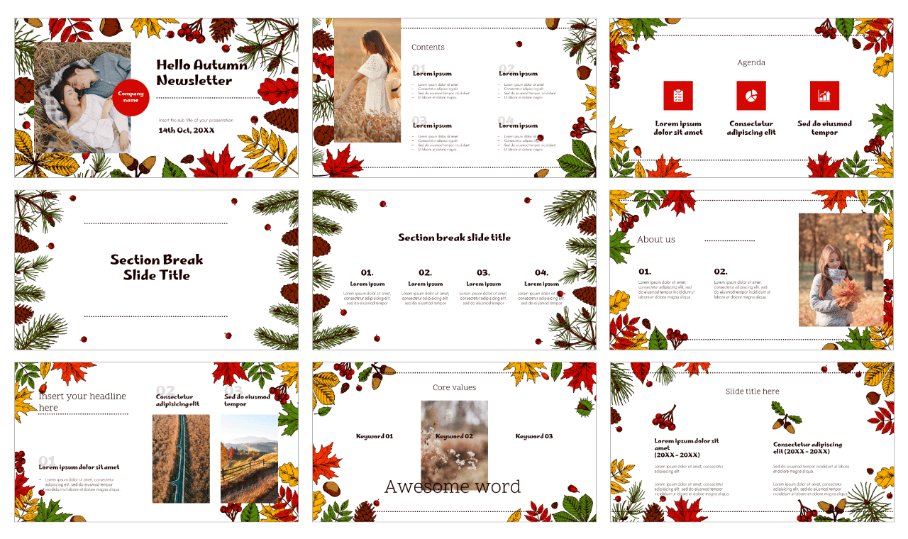 Hello Autumn Newsletter Google Slides Theme PowerPoint Template