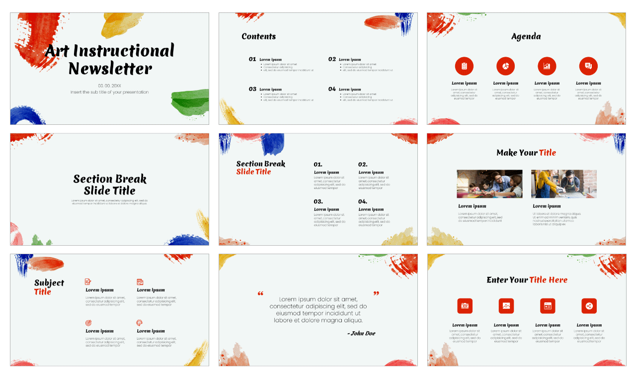 Art Instructional Newsletter Google Slides Themes PowerPoint Templates