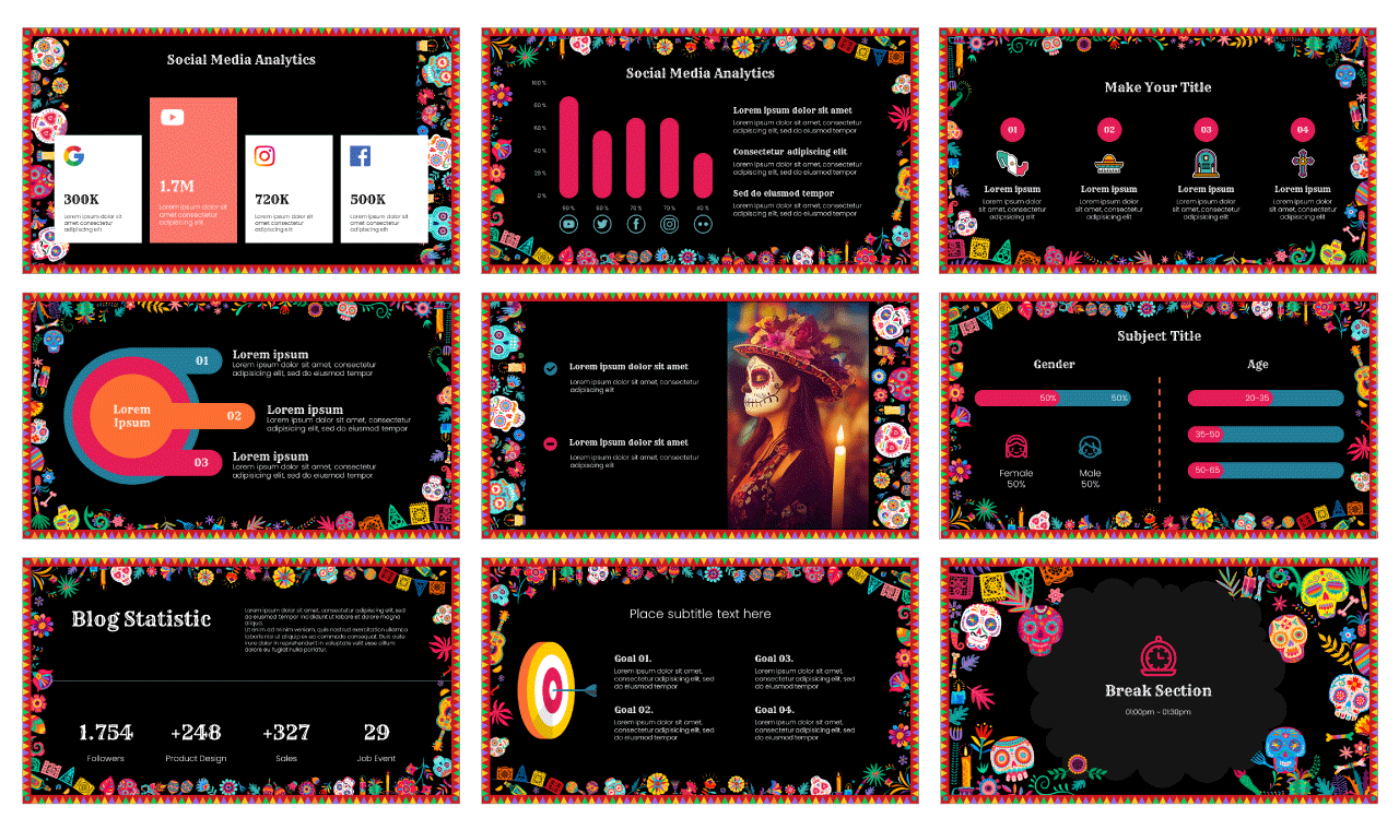 Día de Muertos Google Slides PowerPoint Presentation Template