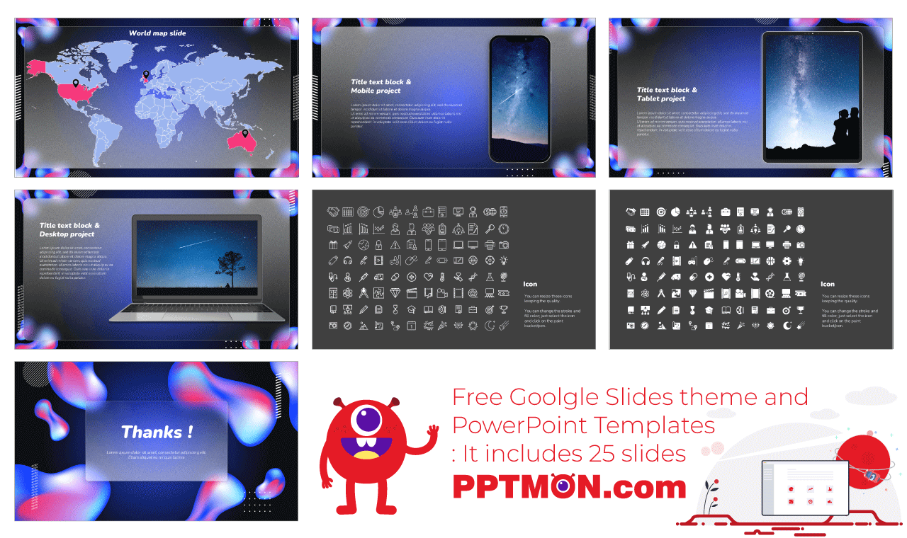 Fluid Neon Shapes Google Slides PowerPoint Presentation Templates