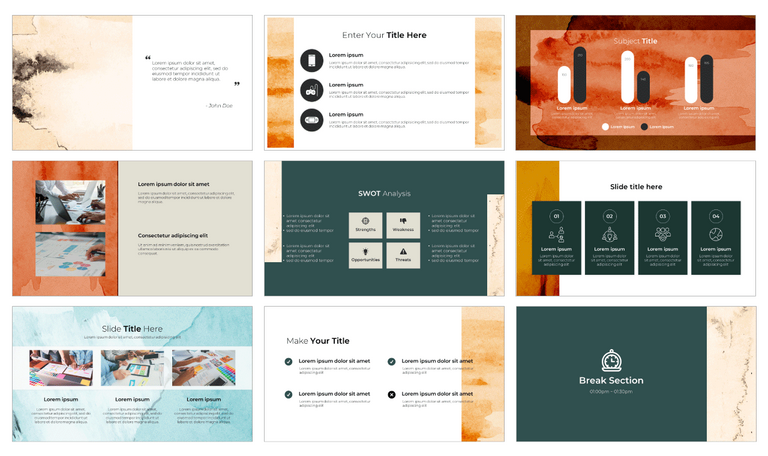 Minimal Watercolor Pitch Deck Free Google Slides PPT Templates