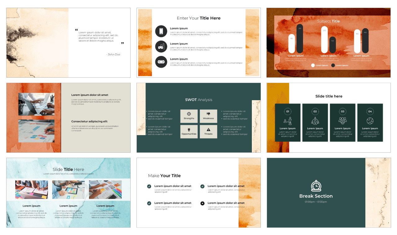 Minimal Watercolor Pitch Deck Free Google Slides PowerPoint Templates