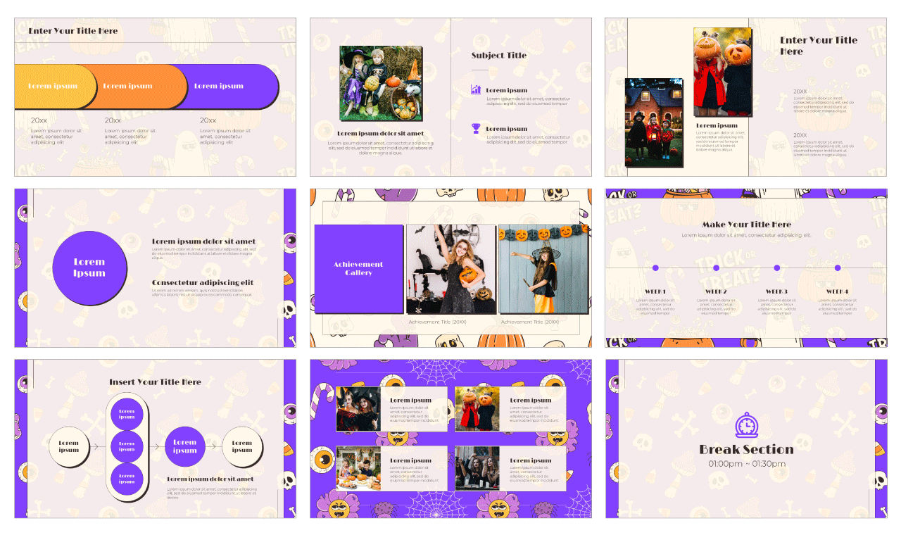 Retro Cartoon Halloween Pattern Google Slides Themes PowerPoint Templates