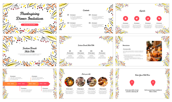 Thanksgiving Dinner Invitations Google Slide PowerPoint Template