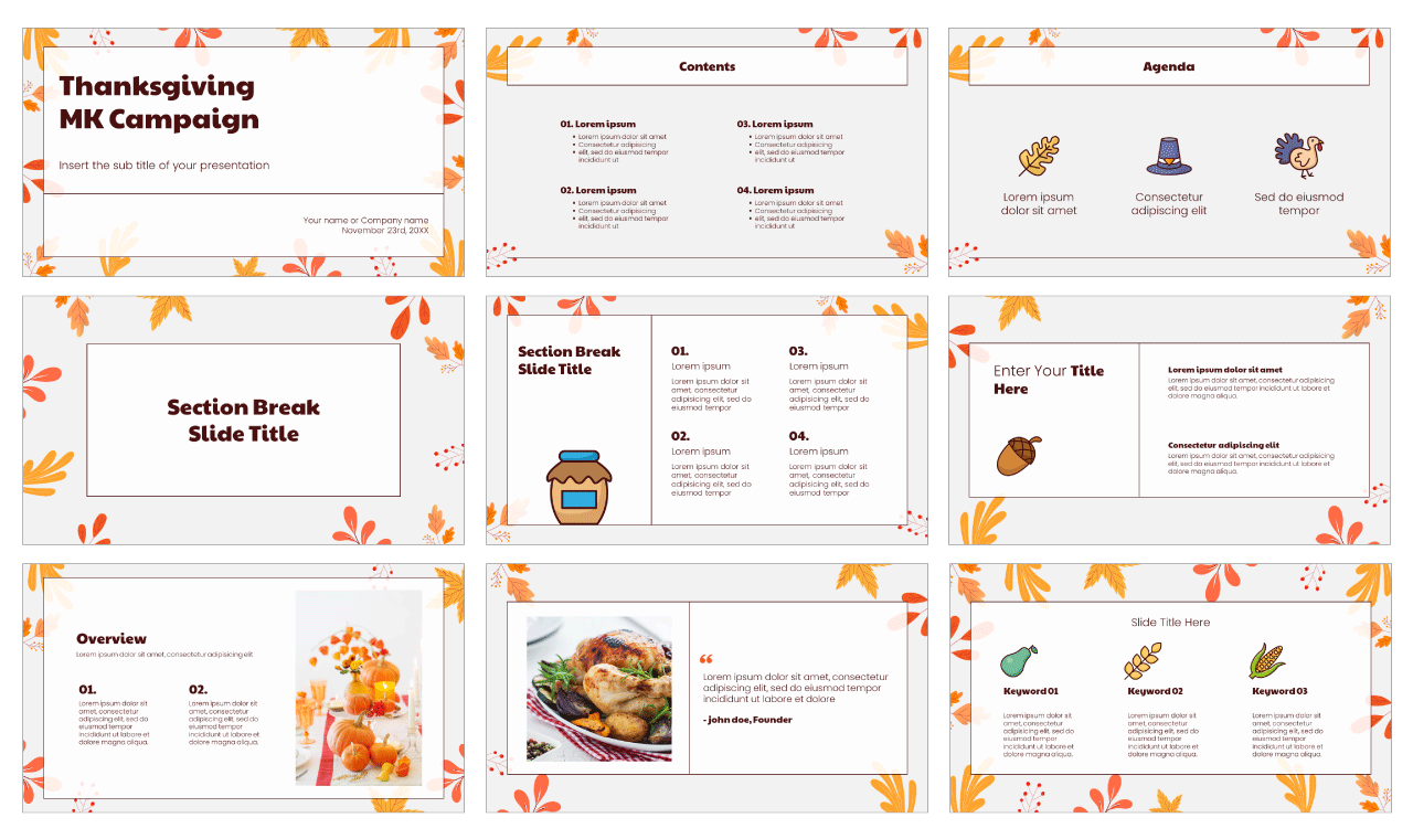 Thanksgiving MK Campaign Free Google Slides PowerPoint Templates