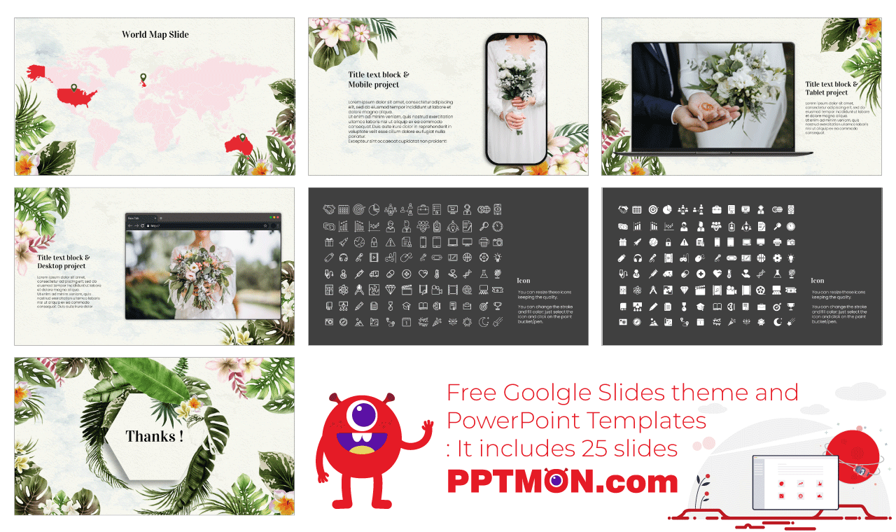 Tropical Wedding Google Slides PowerPoint Template Free Download