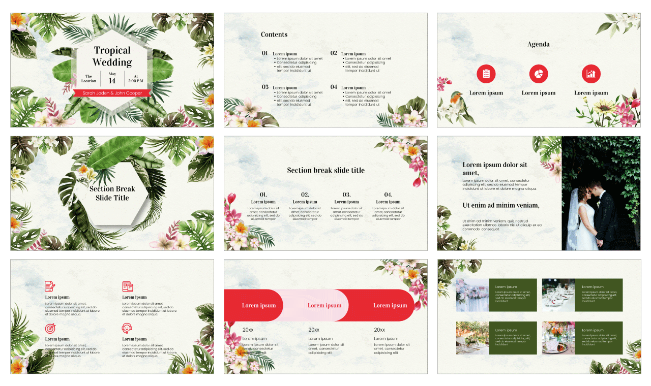 Tropical Wedding Google Slides Theme PowerPoint Template