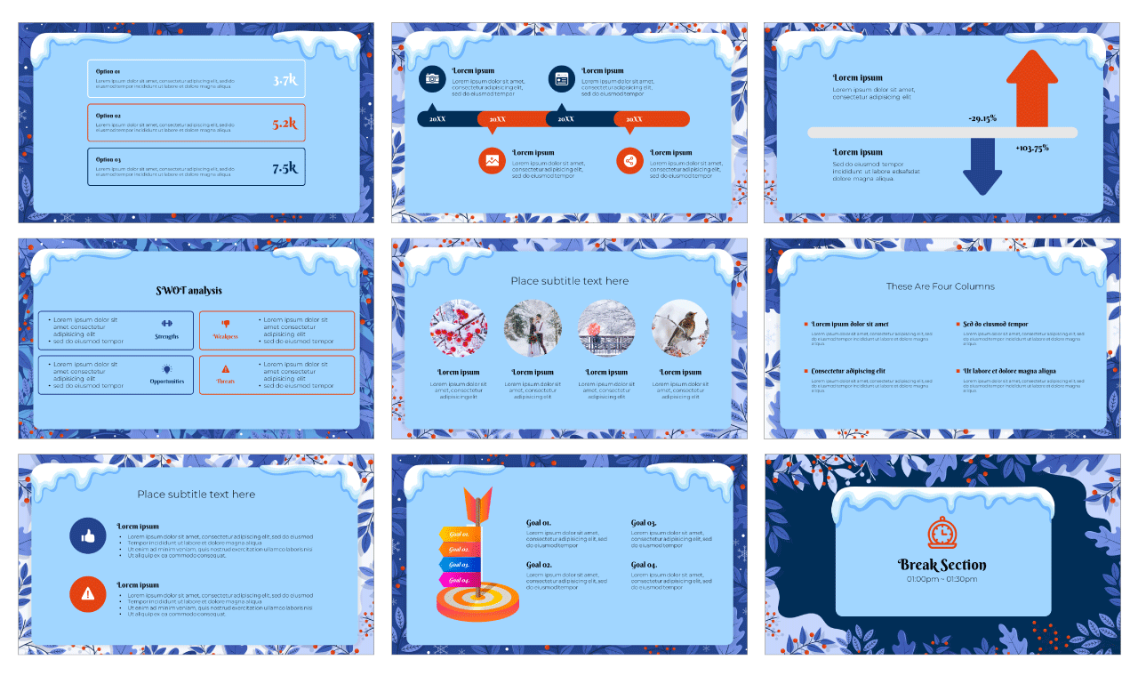 Winter Snow Festival Google Slide PowerPoint Presentation Templates