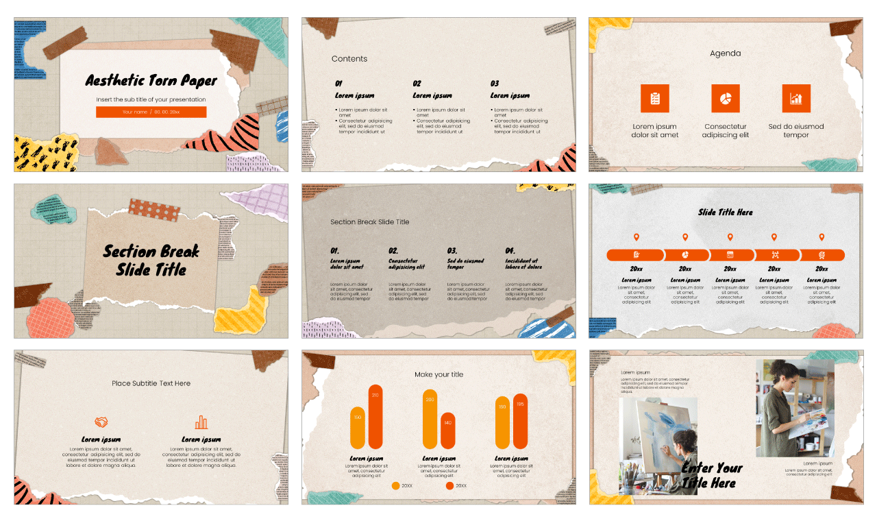 Aesthetic Torn Paper Free Google Slides PowerPoint Templates