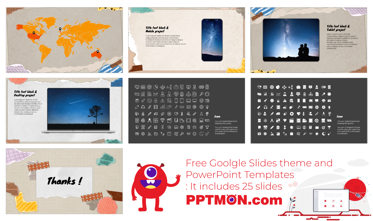 Aesthetic Torn Paper Google Slides PowerPoint Presentation Templates