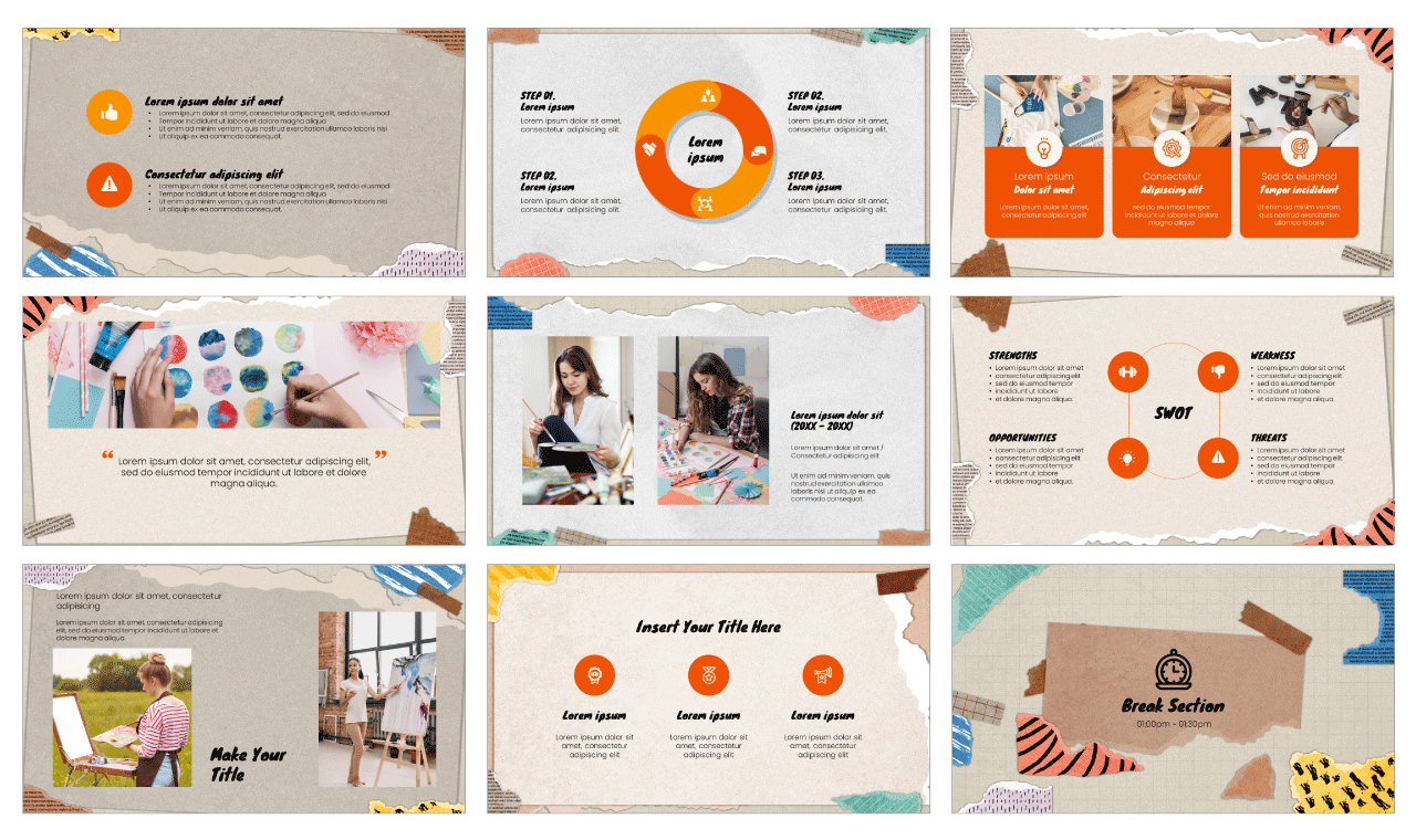 Aesthetic Torn Paper Google Slides Theme PowerPoint Template