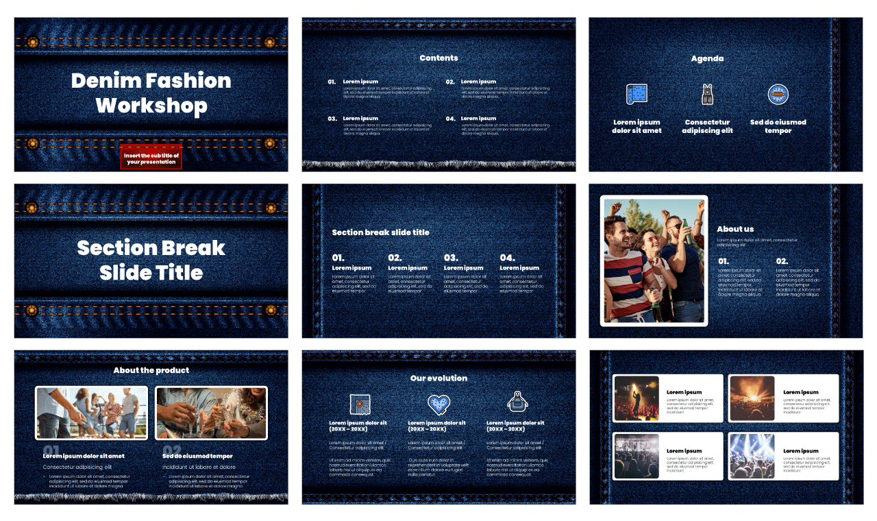 Denim Fashion Workshop Free Google Slides PowerPoint Templates