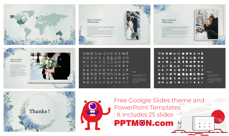 Floral Greeting Card Google Slide Theme PowerPoint Template