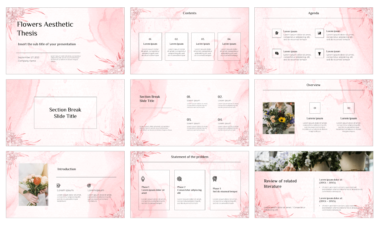 Flowers Aesthetic Thesis Google Slides Theme PowerPoint Template