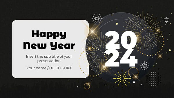 2024 Free Powerpoint Templates And Google Slides Themes   Happy New Year 2024 Google Slide Theme PowerPoint Template 600x338 