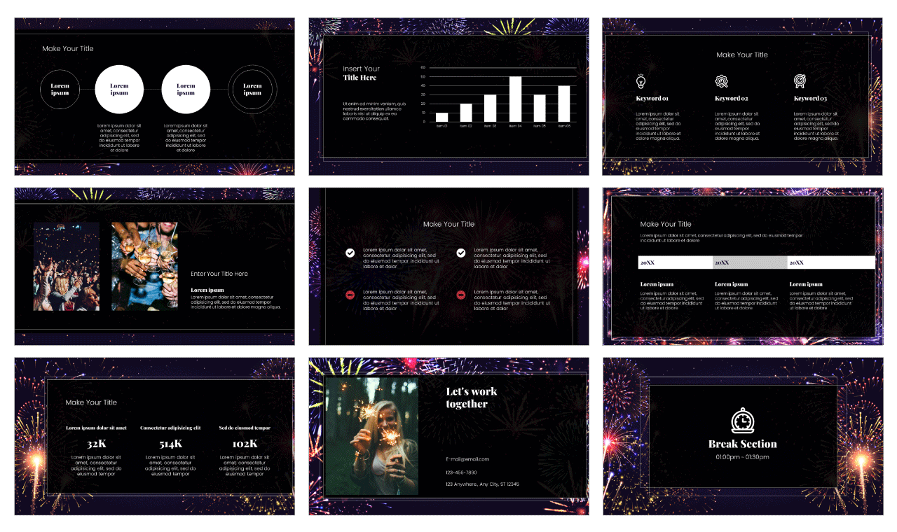 New Year Midnight Party Google Slide PowerPoint Design Template
