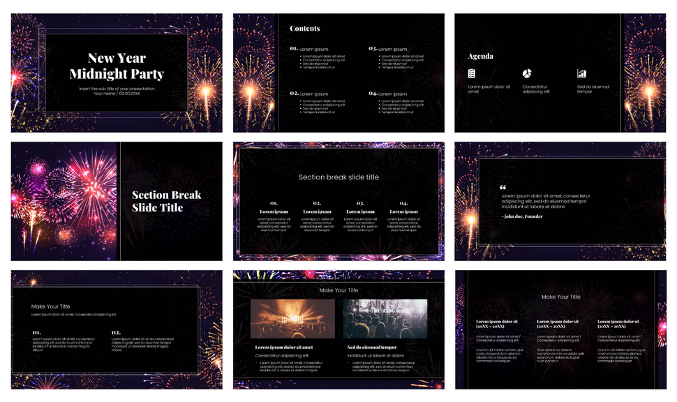 New Year Midnight Party Free Google Slide PowerPoint Templates