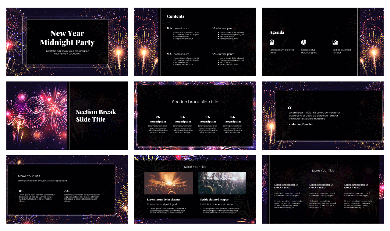 New Year Midnight Party Google Slide Theme PowerPoint Template