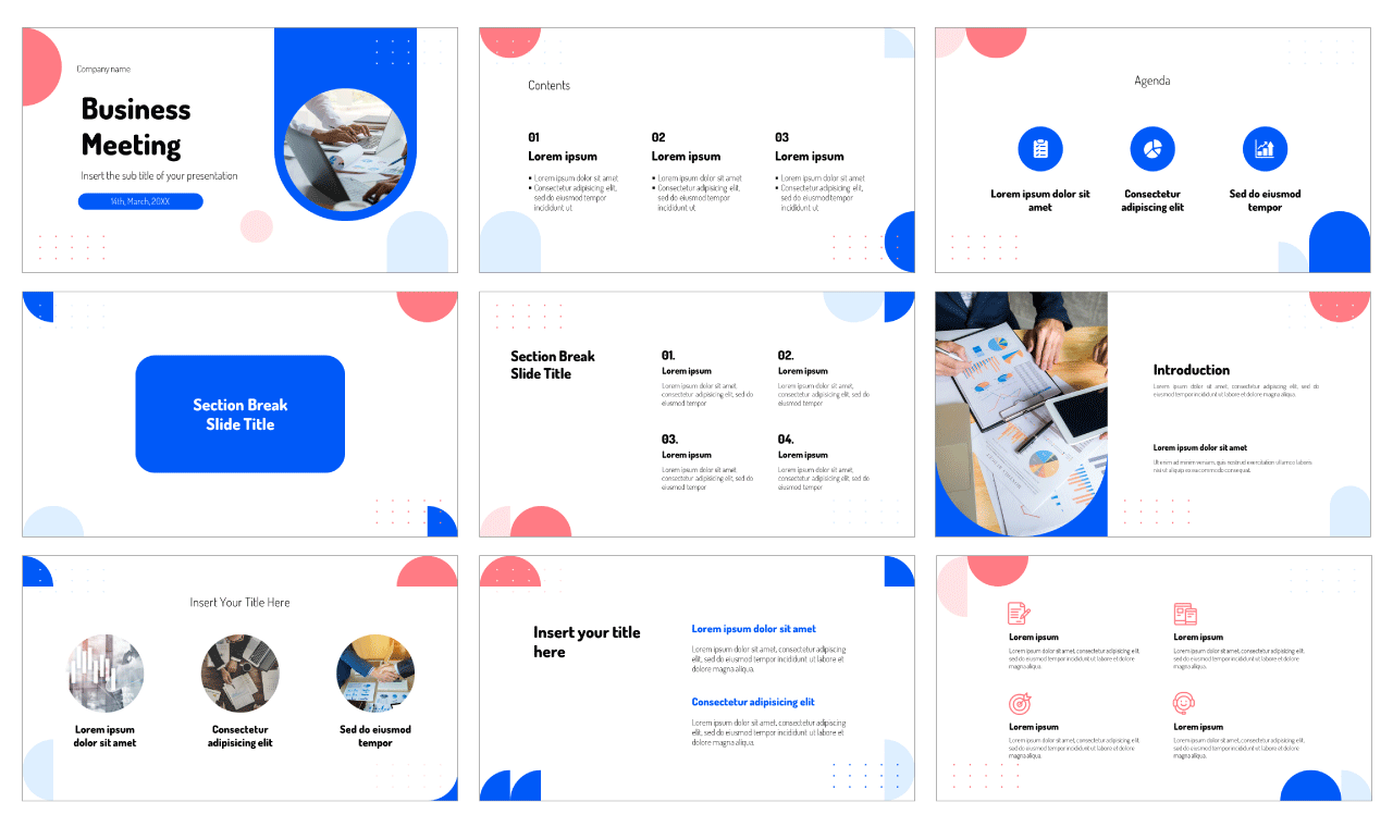 Simple Business Meeting Google Slides Theme PowerPoint Template