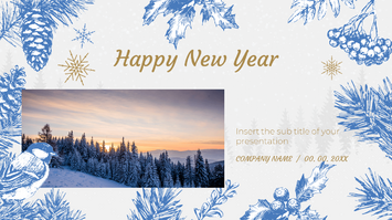 Snowflakes Happy New Year Google Slide PowerPoint Templates