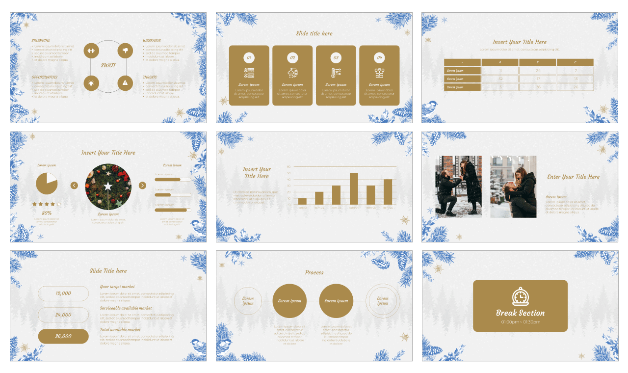Snowflakes Happy New Year Google Slide Theme PowerPoint Template