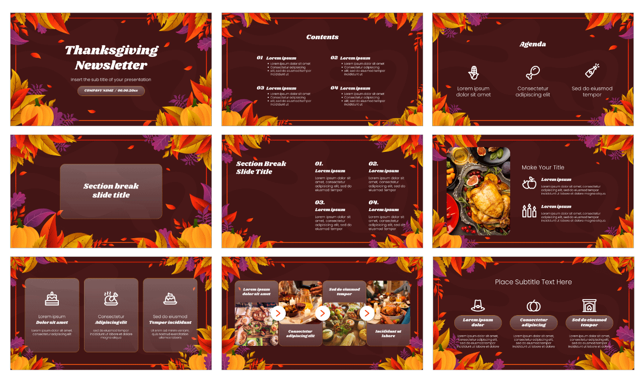 Thanksgiving Newsletter Free Google Slide PowerPoint Template