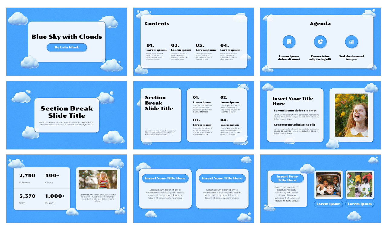 Blue Sky with Clouds Free Google Slides PowerPoint Template