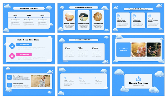 Blue Sky With Clouds Google Slides Theme PowerPoint Template