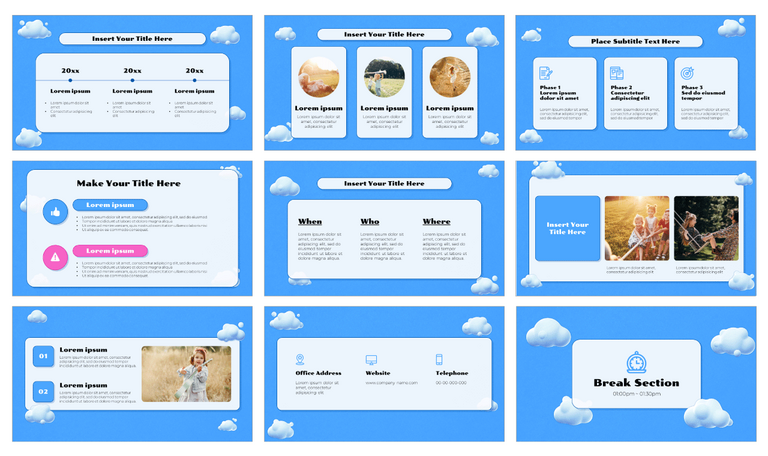 Blue Sky with Clouds Google Slides Theme PowerPoint Template