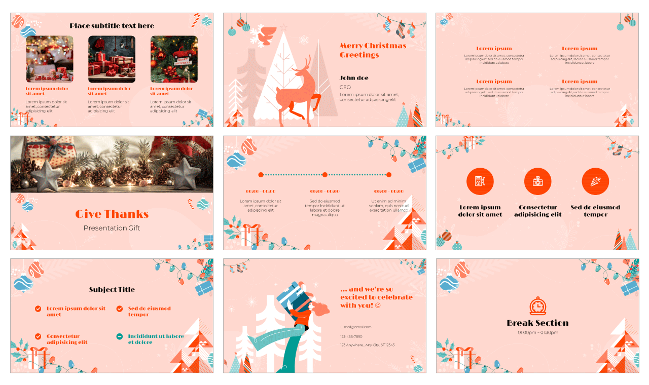Christmas Decoration Google Slides Theme PowerPoint Template Design