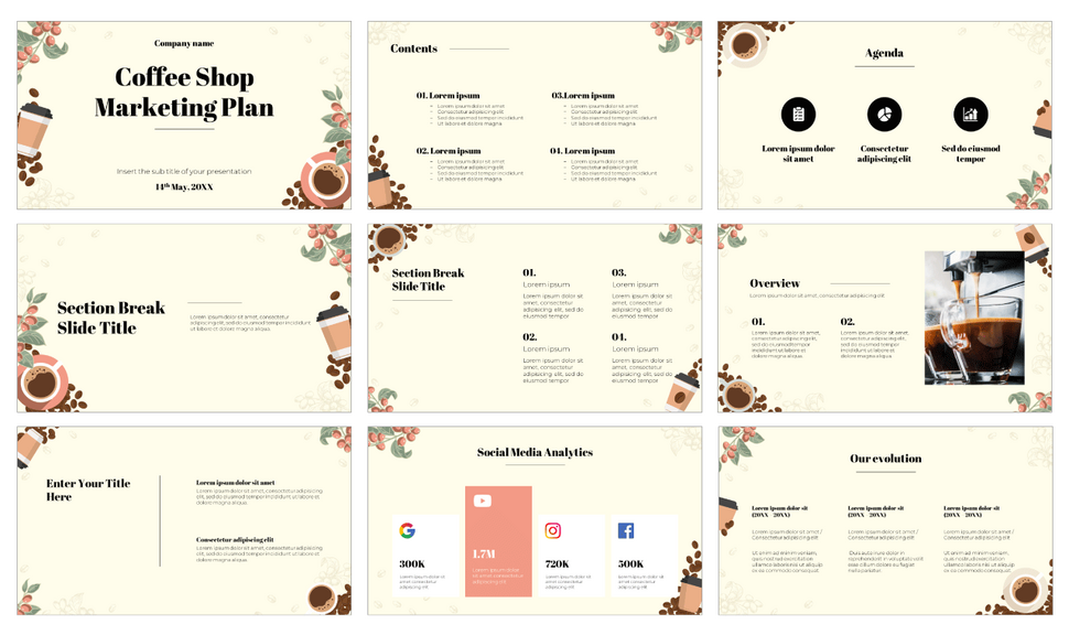 Coffee Shop Marketing Plan Google Slides PowerPoint Templates