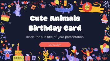 Cute Animals Birthday Card Google Slide PowerPoint Templates