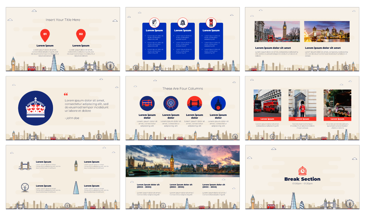 London Travel Free Google Slides Theme PowerPoint Template