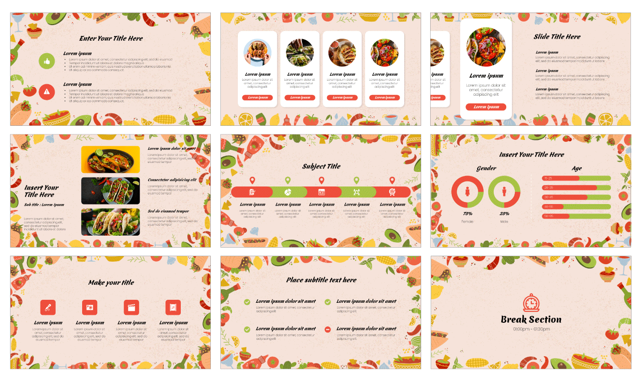 Mexican Food Google Slides Theme PowerPoint Template Background Design
