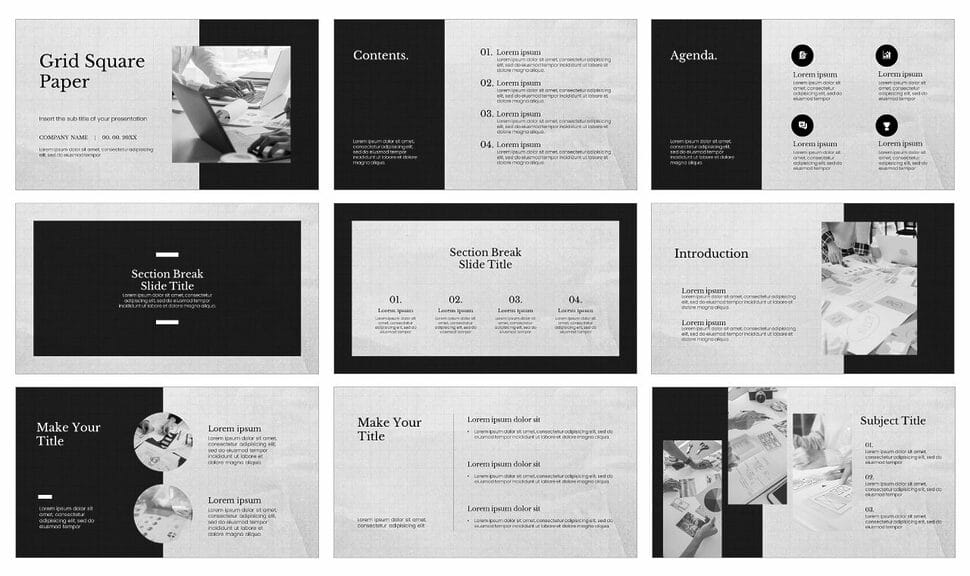 Minimalist Grid Paper Google Slides Theme PowerPoint Template