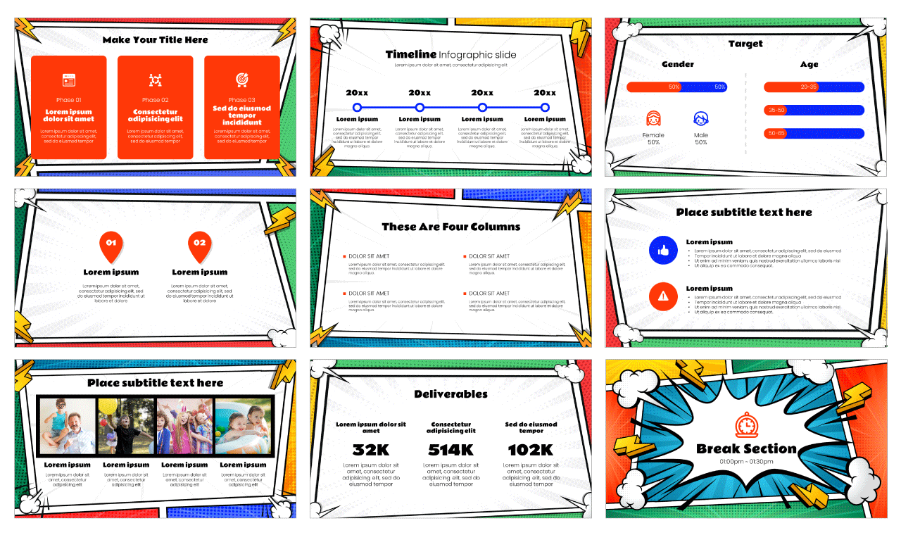 Comic Free Google Slides Theme PowerPoint Template Presentation Design