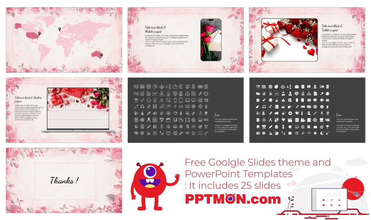 Elegant Valentine's Day Google Slides Theme PowerPoint Template Presentation