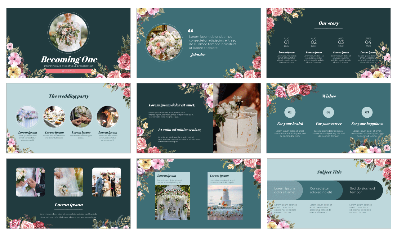 Flower Wedding Free Google Slides Theme PowerPoint Template