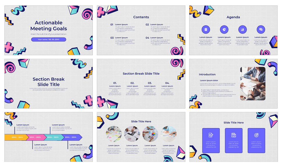 Actionable Meeting Goals Google Slides PowerPoint Template