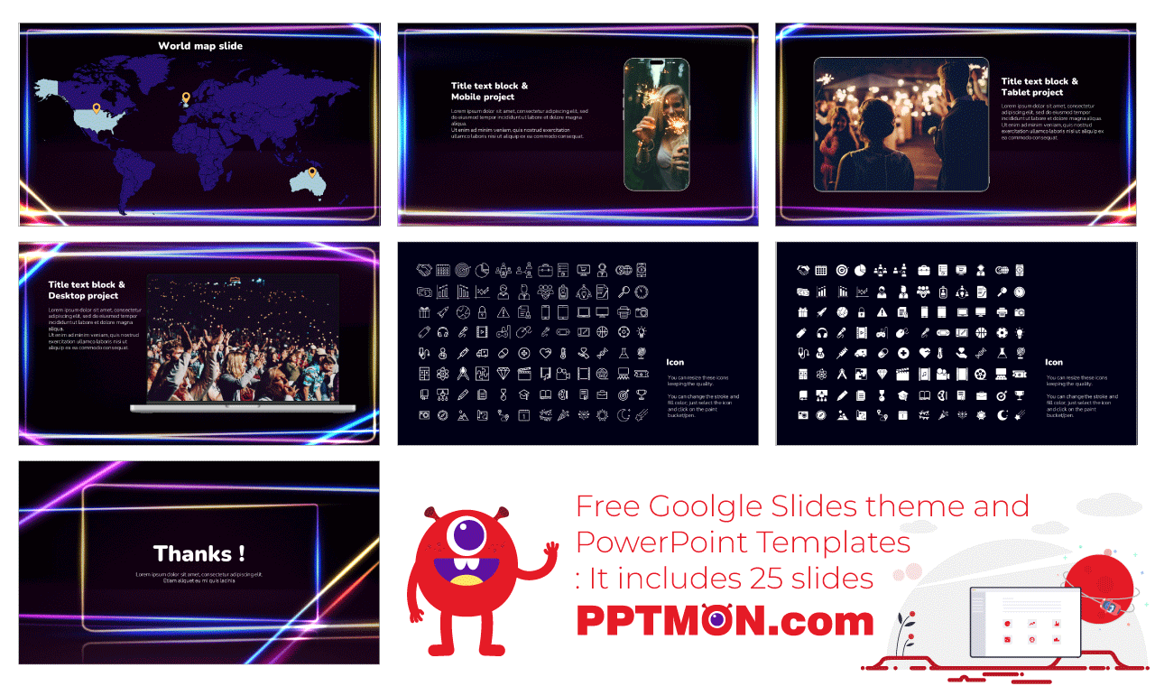 Neon Free Google Slides Theme PPT Template Presentation Design