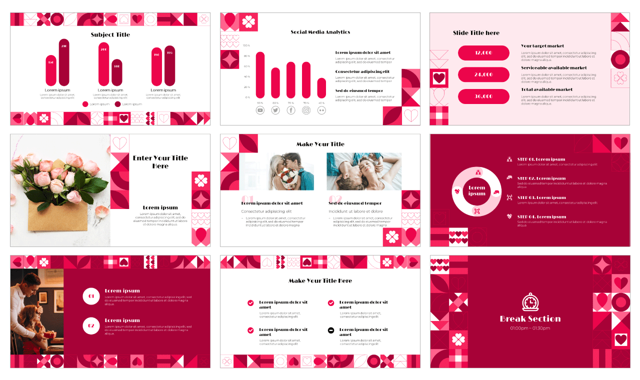 Valentine's Day Google Slides Theme PowerPoint Template Presentation Design