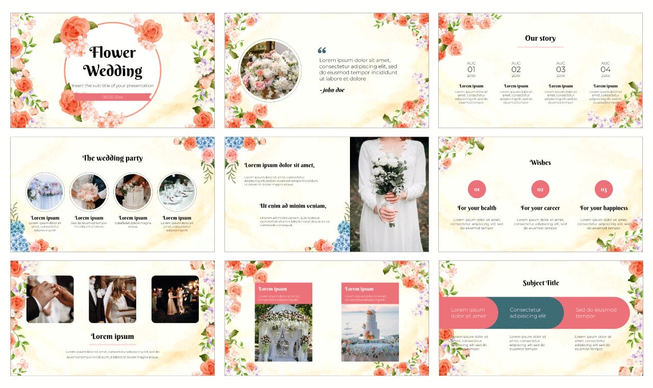 Floral Wedding Free Google Slides Theme PowerPoint Template