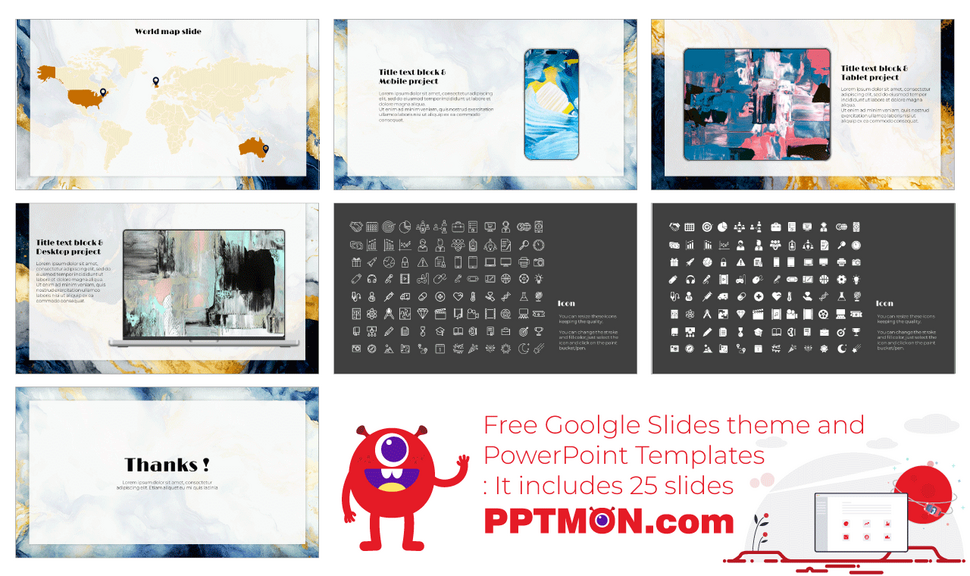 Blue Liquid Marble Google Slides Themes PowerPoint Templates
