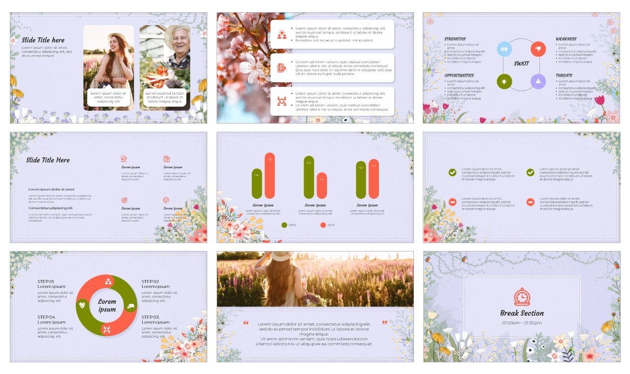 Spring Floral Decoration Free Google Slides PowerPoint Templates