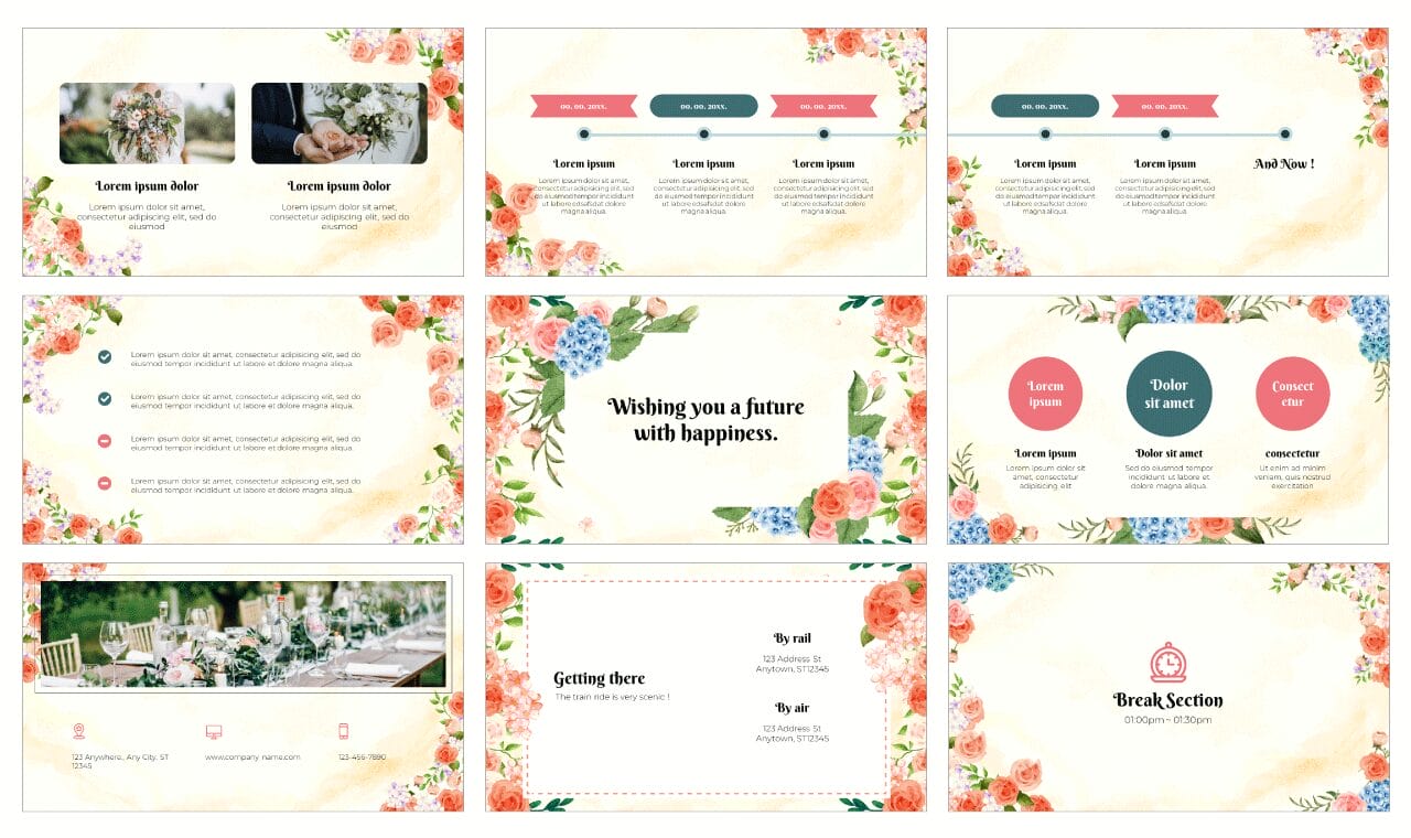Flower Wedding Free Google Slides Theme PowerPoint Template