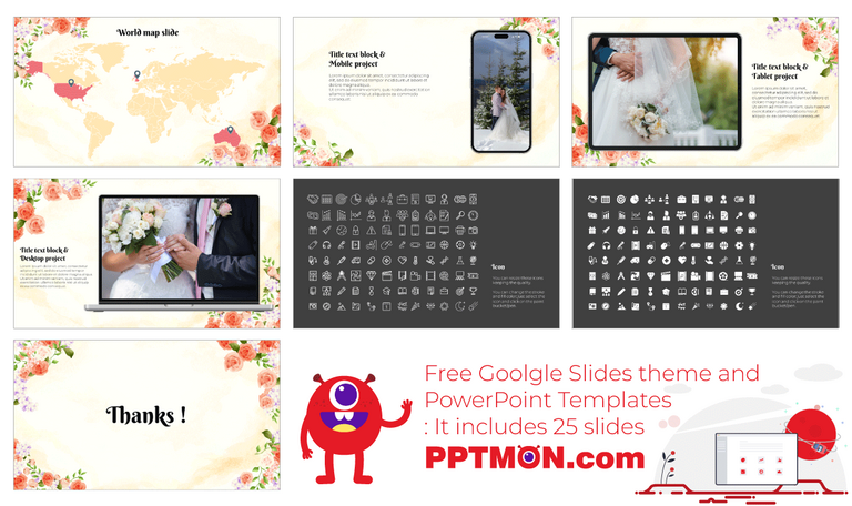 Flower Wedding Free Google Slides Theme PowerPoint Template