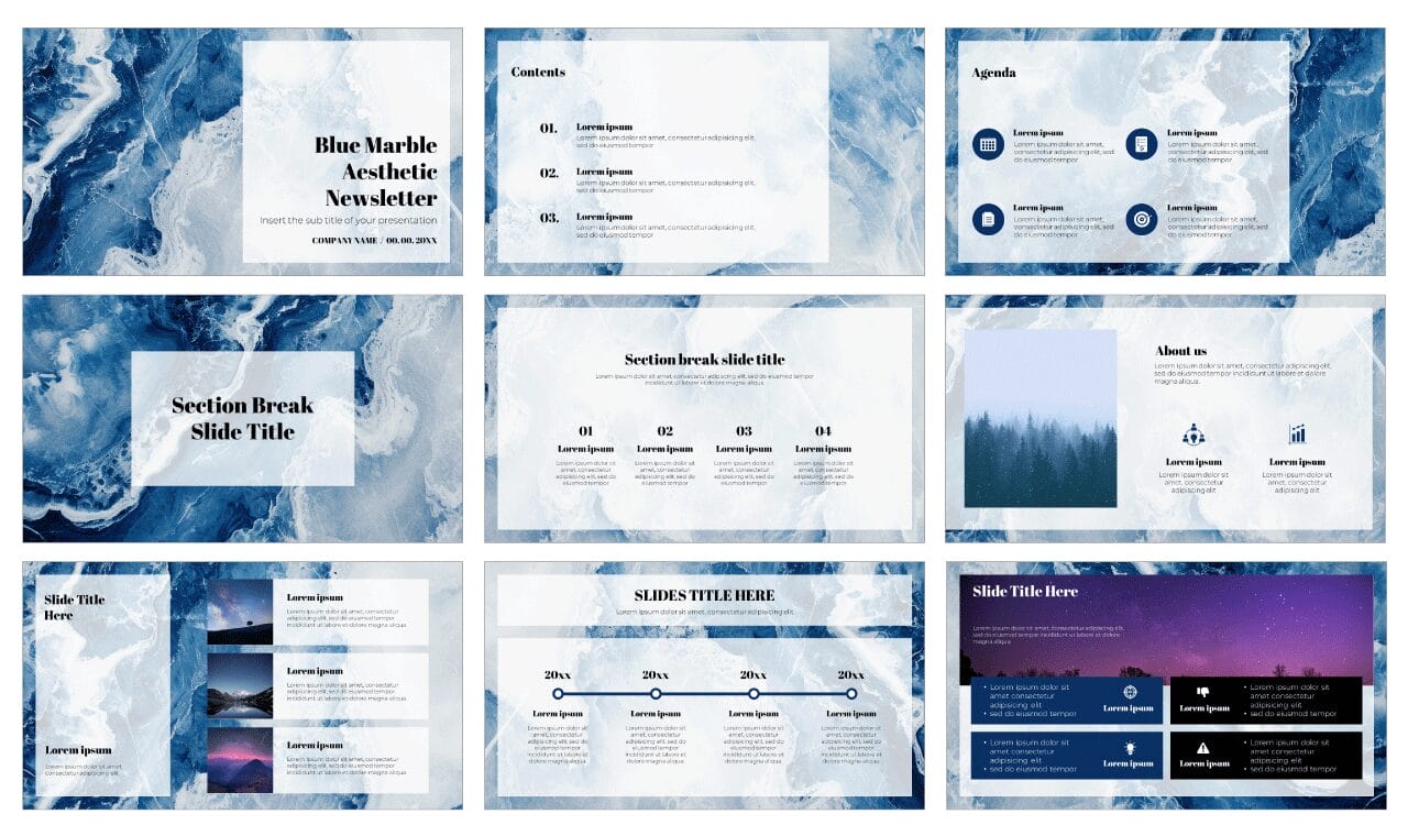 Blue Aesthetic Free Google Slides Theme PowerPoint Template